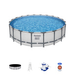 Каркасный бассейн Bestway Steel Pro MAX 610х132 см + фильтр-насос 9463 л/ч, лестница, тент (561FM BW)