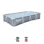 Каркасный прямоугольный бассейн Bestway 366х201х66 см + фильтр-насос 1249 л/ч (561FV BW)