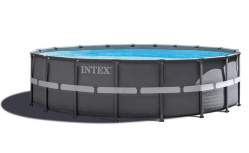 Каркасный бассейн Intex Ultra Frame, 549х132 см + песочный ф/насос, лестница, тент, подстилка (26330)