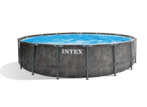 Каркасный бассейн Intex GreyWood Prism Frame 457x122 см + фильтр-насос 3785 л/ч, лестница, тент, подстилка (26742)