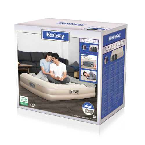 Надувная кровать Tritech 152х203х42 см с подголовником, встроенный насос 220V (Bestway 67696 BW)