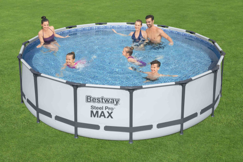 Каркасный бассейн Bestway 457х107 см + фильтр-насос 3028 л/ч, тент, лестница (56488 BW)