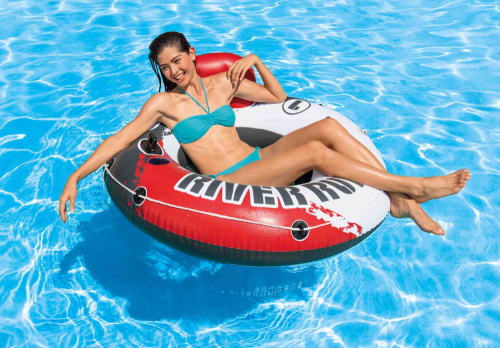 Надувной круг 135 см "River Run 1 Fire Edition" с ручками (Intex 56825)