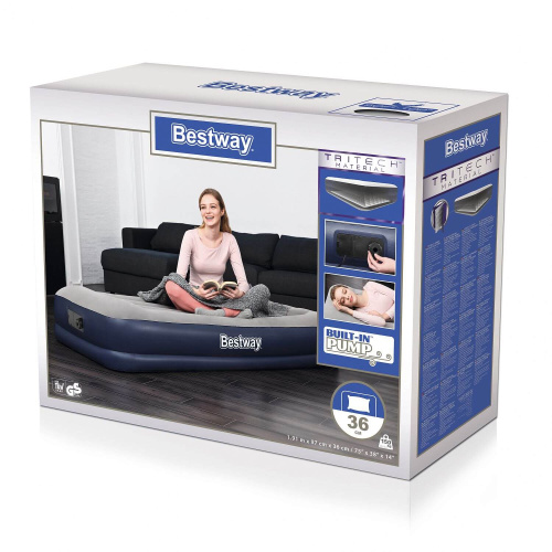 Надувная кровать Tritech 97х191х36 см с подголовником, встроенный насос 220V (Bestway 67723 BW)
