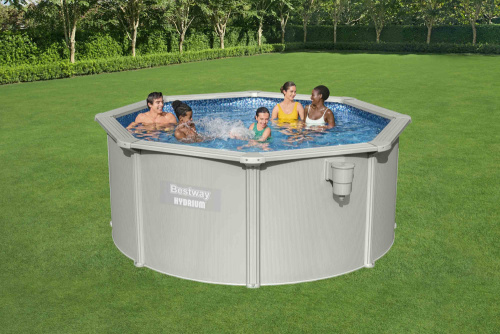 Стальной бассейн Bestway Hydrium Pool Set 300х120 см + песочный ф/насос 3028 л/ч, лестница, тент, подстилка (56566 BW)