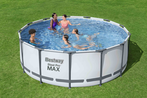 Каркасный бассейн Bestway 396х122 см + фильтр-насос 3028 л/ч, тент, лестница (5618W BW)