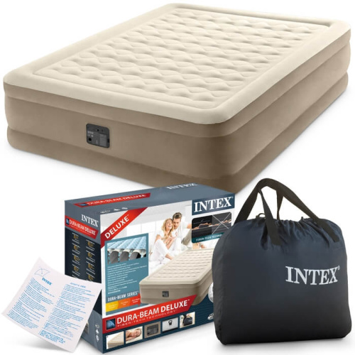 Надувная кровать Dura-Beam Deluxe Series 152х203х46 см, встроенный насос 220V (Intex 64428)