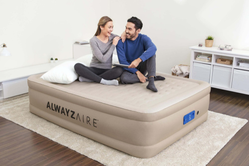 Надувная кровать AlwayzAire Fortech 152х203х51 см, встроенный насос 220V с автоподкачкой (Bestway 69037 BW)