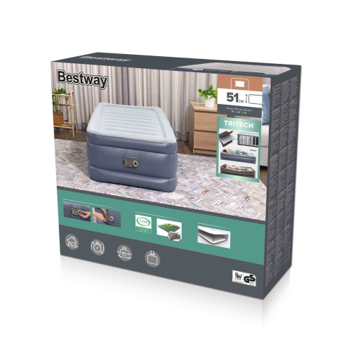 Надувная кровать Tritech 191х97х51 см, встроенный насос 220V (Bestway 6713G BW)