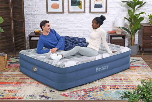 Надувная кровать Tritech Fashion Flock 203х152х46 см, встроенный насос 220V (Bestway 6713C BW)