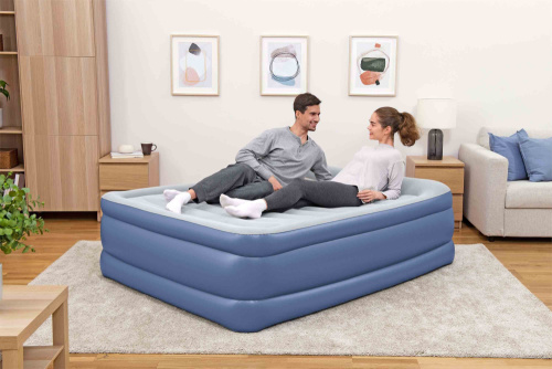 Надувная кровать Tritech 203x152x61 см, с подголовником, встроенный насос 220V (Bestway 67690 BW)