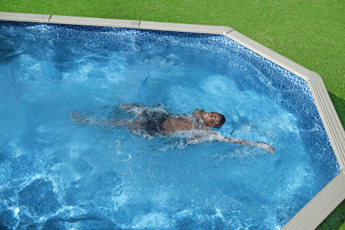 Стальной бассейн Bestway Hydrium Oval Pool 610х360х120 см + песочный ф/насос 5678 л/ч, лестница, тент, подстилка (56369 BW)