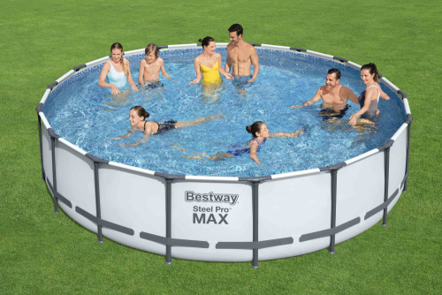 Каркасный бассейн Bestway 549х122 см + фильтр-насос 5678 л/ч, тент, лестница (56462 BW)
