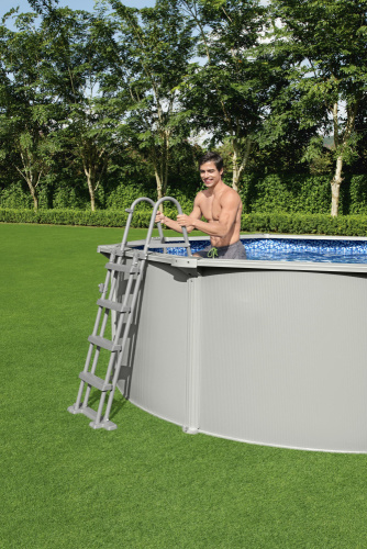 Стальной бассейн Bestway Hydrium Pool Set 300х120 см + песочный ф/насос 3028 л/ч, лестница, тент, подстилка (56566 BW)