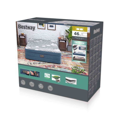 Надувная кровать Tritech Fashion Flock 203х152х46 см, встроенный насос 220V (Bestway 6713C BW)
