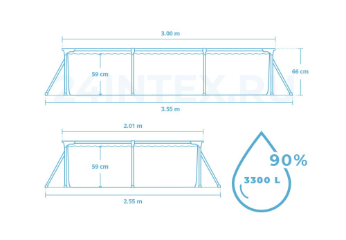 Каркасный прямоугольный бассейн Bestway 300х201х66 см (56404 BW)