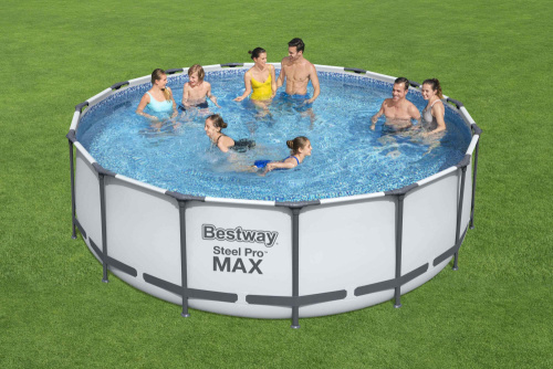 Каркасный бассейн Bestway 457х122 см + фильтр-насос 3028 л/ч, тент, лестница (56438 BW)