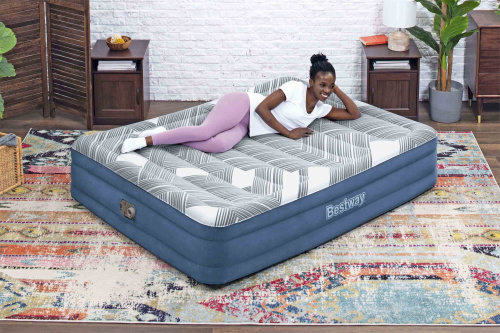 Надувная кровать Tritech Fashion Flock 203х152х36 см, встроенный насос 220V (Bestway 6712Y BW)