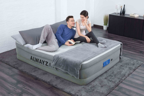 Надувная кровать AlwayzAire 152х203х46 см, встроенный насос 220V с автоподкачкой (Bestway 67706 BW)