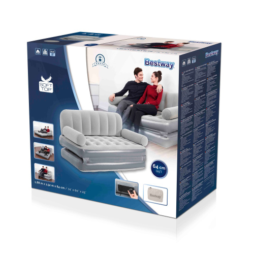 Надувной диван-кровать Multi-Max Air Couch со встроенным электрическим насосом, 188х152х64 см (Bestway 75079)