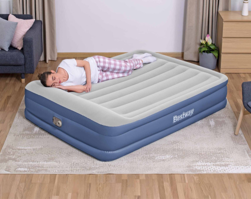 Надувная кровать Tritech 203x152x46 см, с подголовником, встроенный насос 220V (Bestway 67630 BW)