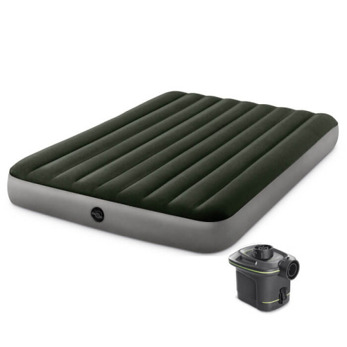 Надувной матрас Prestige Downy Airbed Fiber-Tech 152х203х25 см, с насосом на батарейках (Intex 64779)