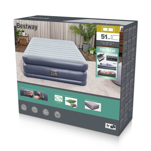 Надувная кровать Tritech QuadComfort 203х152х51 см, встроенный насос 220V (Bestway 67925 BW)