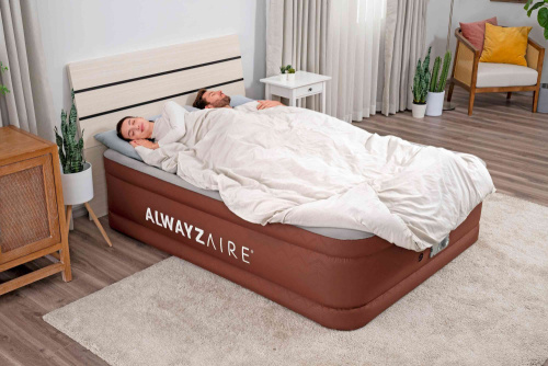 Надувная кровать AlwayzAire 152x203x51 см, встроенный насос 220V с автоподкачкой (Bestway 69160 BW)