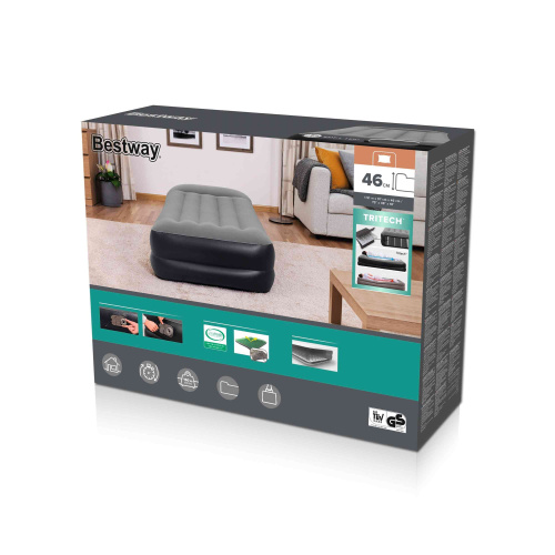 Надувная кровать Tritech 97х191х46 см с подголовником, встроенный насос 220V (Bestway 67401 BW)