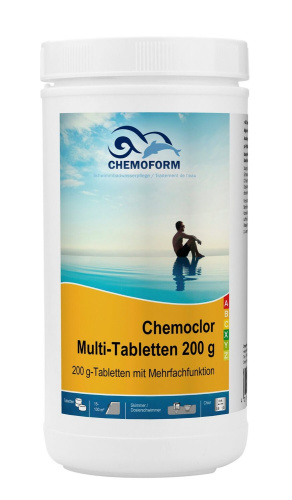Мульти-таблетки медленнорастворимые по 200 г Chemoform "Всё-в-одном" для воды бассейна, 1 кг (0507001) 