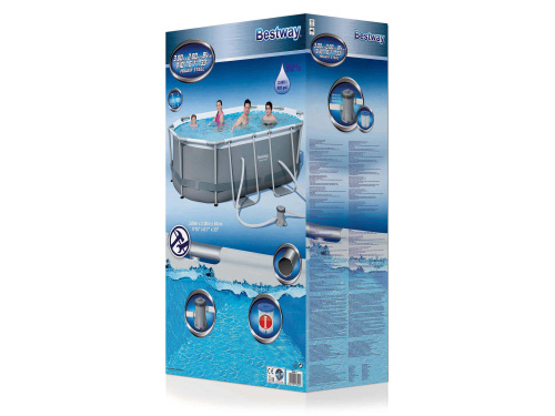Каркасный овальный бассейн Bestway 305х200х84 см + фильтр-насос 1249 л/ч (5614A BW)