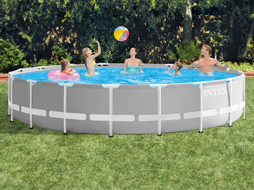 Каркасный бассейн Intex Prism Frame 549x122 см + фильтр-насос 5678 л/ч, лестница, тент, подстилка (26732)
