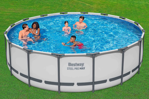 Каркасный бассейн Bestway 488х122 см + фильтр-насос 5678 л/ч, тент, лестница (5612Z BW)