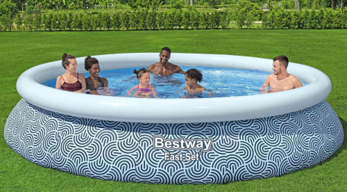 Бассейн надувной Bestway Fast Set Pools 457х107 см + фильтр-насос 2006 л/ч, лестница (57372 BW)