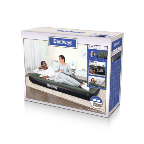 Надувной матрас Bestway Tritech Air Mattress 203х152х30 см, со встроенным насосом на батарейках (Bestway 67930 BW)